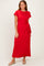 Red Side Tie Short Sleeve Midi Dress