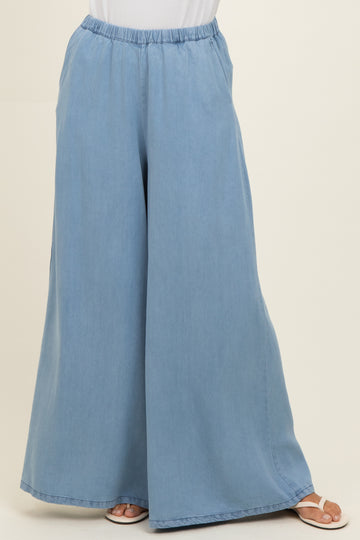 Light Denim Chambray Wide Leg Pants