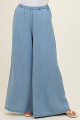 Light Denim Chambray Wide Leg Pants