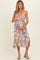 Yellow Tropical Floral Twisted Front Cutout Maternity Midi Dress