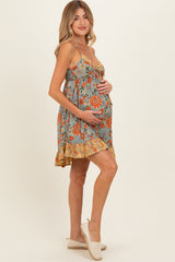 Meadow Colorblock Floral V-Neck Maternity Dress