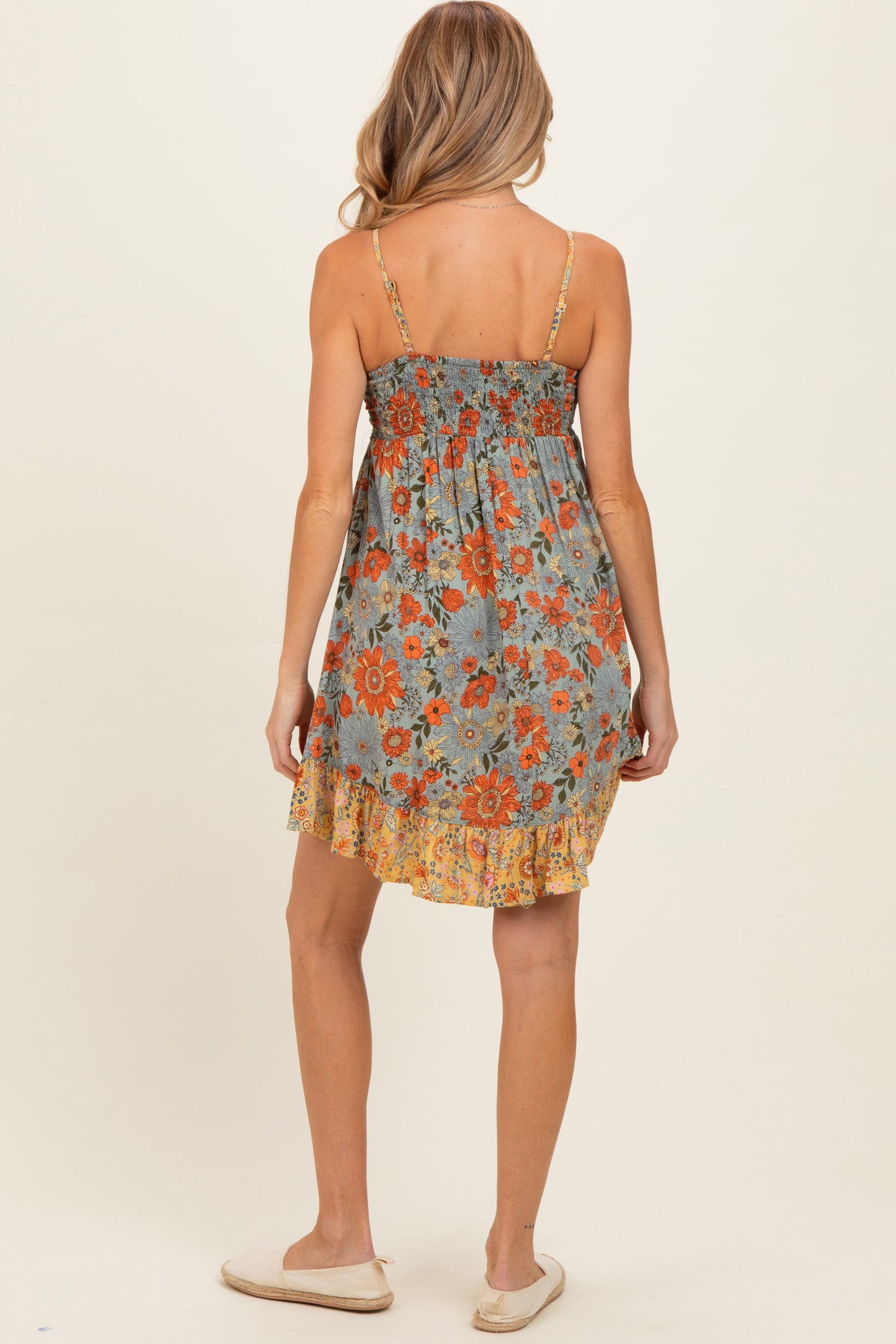 Meadow Colorblock Floral V-Neck Maternity Dress