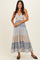 Vintage Blue Mixed Floral Lace Trim Maxi Dress