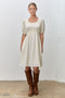 Cream Short Sleeve Lace Trim Dress