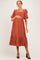Brick Textured Square Neck Bubble Sleeve Maternity Midi Dress