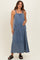 Denim Blue Sleeveless Side Pocket Maternity Dress