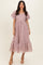 Mauve Printed Puff Sleeve Midi Dress