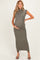 Olive Ribbed Knit Mock Neck Maternity Maxi Dress