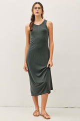 Charcoal Ribbed Midi Tank Dress