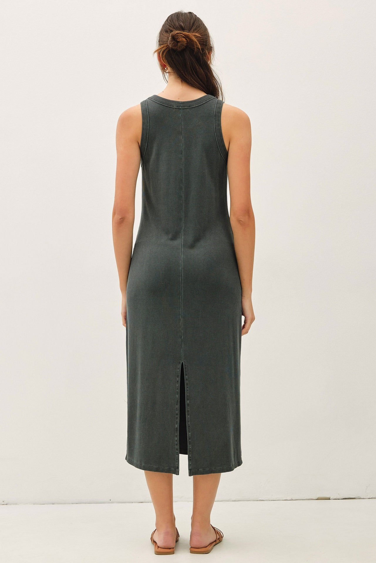 Charcoal Ribbed Midi Tank Dress