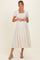 Natural Smocked Puff Sleeve Tiered Linen Maternity Midi Dress