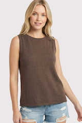 Dark Mocha Knit Sleeveless Top