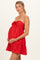 Red Strapless Lace Accent Babydoll Maternity Mini Dress