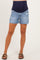 Blue Medium Wash Raw Hem Maternity Denim Shorts