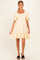 Beige Floral Embroidered Smocked Maternity Dress