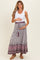 Rose Boho Print Drawstring Smocked Waist Maternity Maxi Skirt