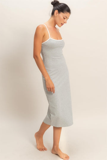Heather Grey Cutout Fitted Midi Dress