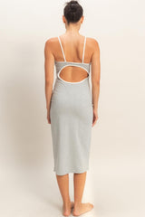 Heather Grey Cutout Fitted Midi Dress