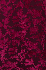 Burgundy Floral Burnout Velvet Midi Dress