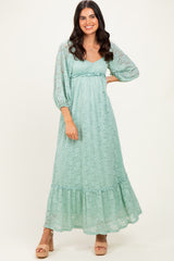 Mint Lace Long Sleeve Maternity Maxi Dress