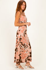 Pink Floral Scoop Back Maxi Dress