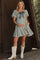 Sage Green Bow Smocked Bubble Sleeve Maternity Mini Dress
