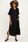 Black Side Slit Button Down Maternity Midi Dress
