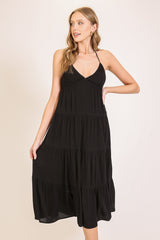 Black Halter Cutout Midi Dress
