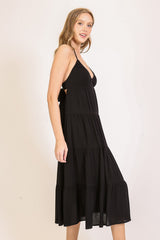 Black Halter Cutout Midi Dress