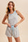 Heather Grey Striped Solid Trim Tank Short Set