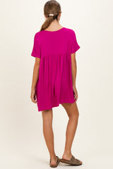 Magenta V-Neck Basic Maternity Dress