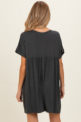 Charcoal V-Neck Basic Maternity Dress