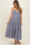 Navy Gingham Cutout Tie Back Tiered Maternity Maxi Dress