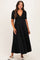 Black Short Sleeve V-Neck Maternity Maxi Dress