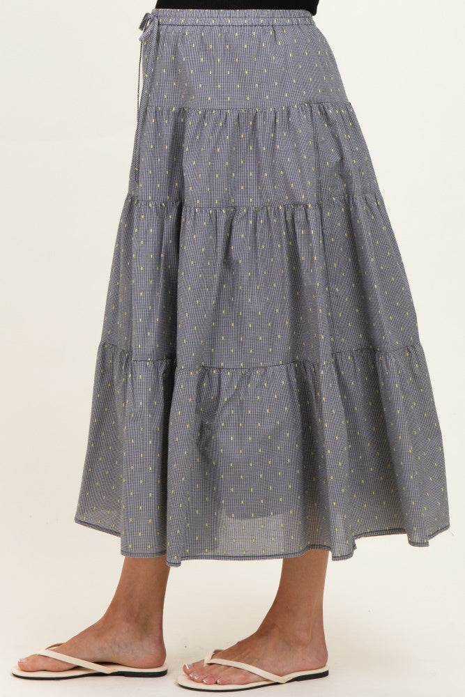 Black Printed Tiered Maternity Maxi Skirt