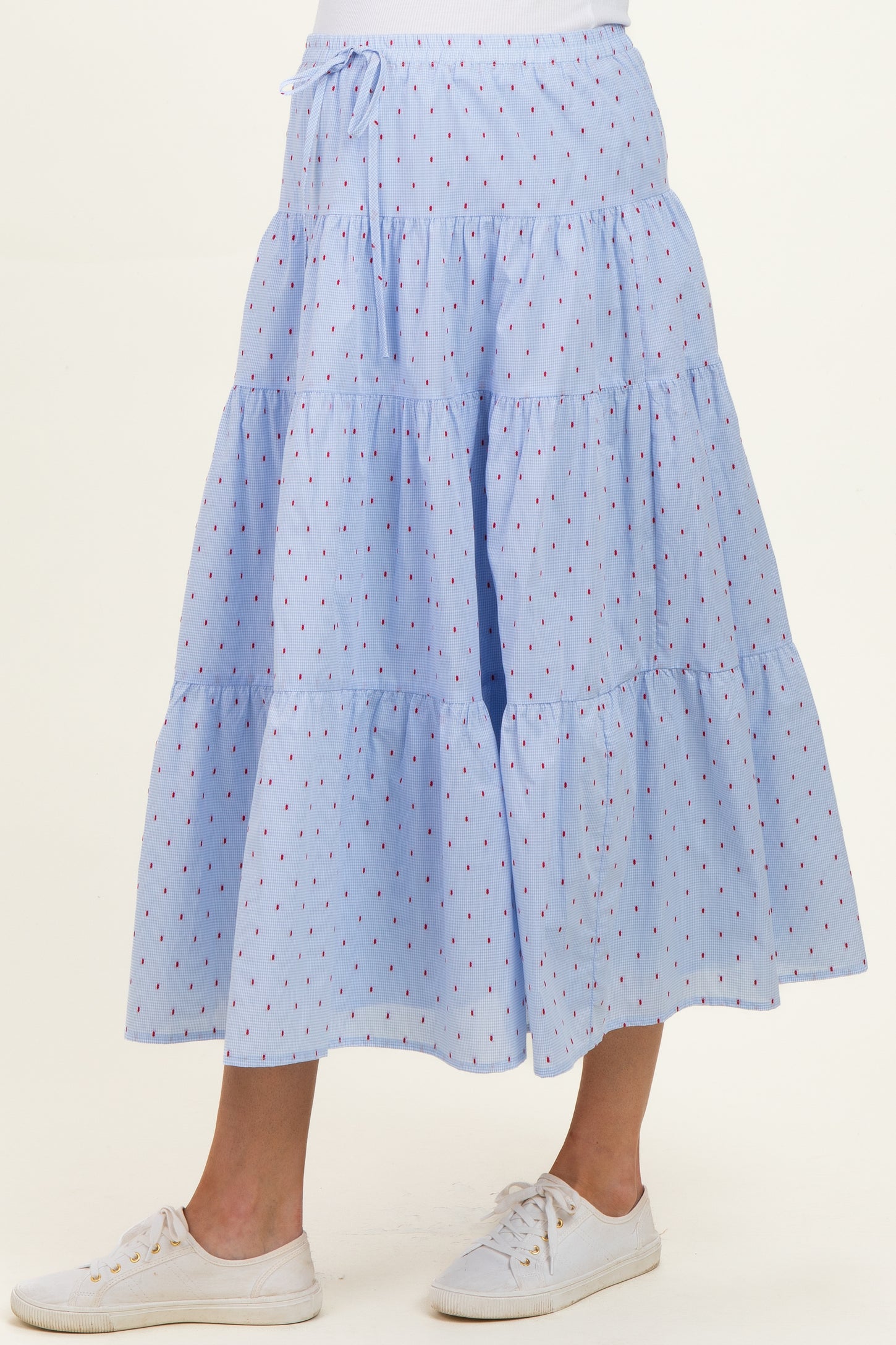 Light Blue Printed Tiered Maternity Maxi Skirt