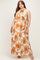 Camel Floral Pleated Halter Maternity Plus Maxi Dress