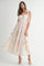 Pink Floral Chiffon Shoulder Tie Midi Dress