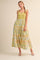 Lime Colorblock Floral Tiered Midi Dress