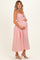 Red Striped Front Tie Cutout Ruffle Maternity Midi Dress