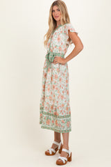 Olive Contrast Floral Shirt Dress