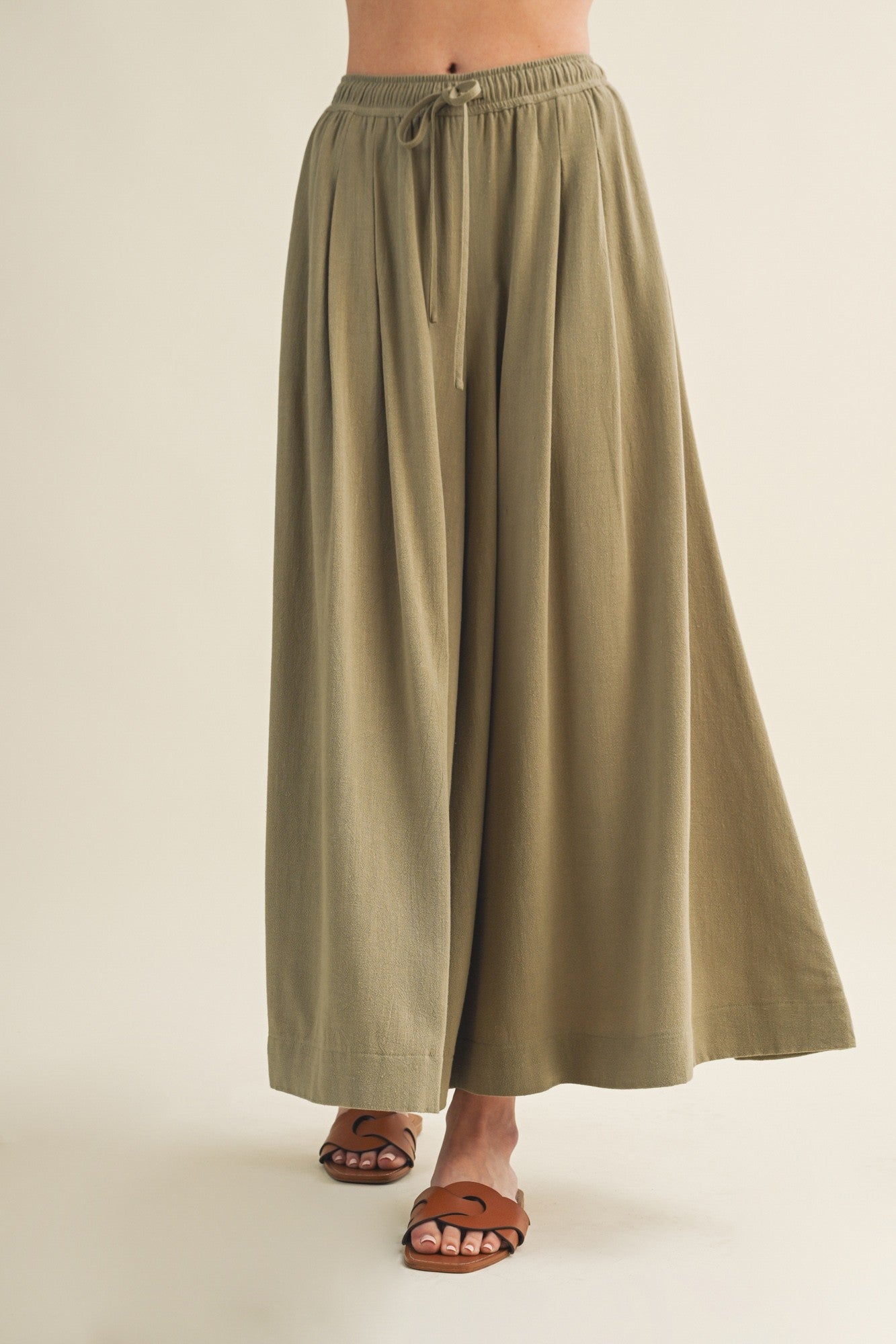 Cactus Elastic Waist Wide Leg Culottes Pants