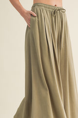 Cactus Elastic Waist Wide Leg Culottes Pants