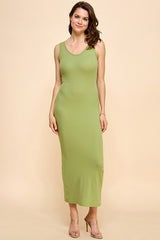 Olive V-Neck Tank Maxi Dress