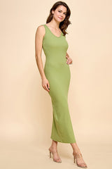 Olive V-Neck Tank Maxi Dress