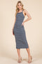 Heather Grey Navy Striped Crisscross Back Dress