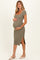Faded Olive Square Neck Side Slit Maternity Midi Dress