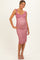 Smoke Rose Mesh Front Tie Maternity Midi Dress