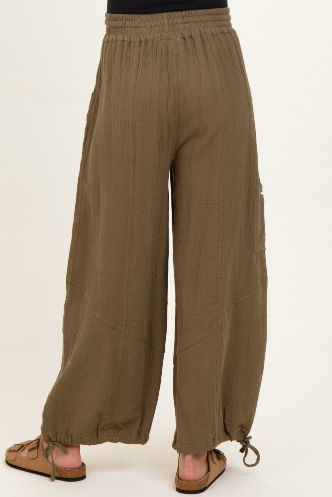 Olive Tie Hem Maternity Pants