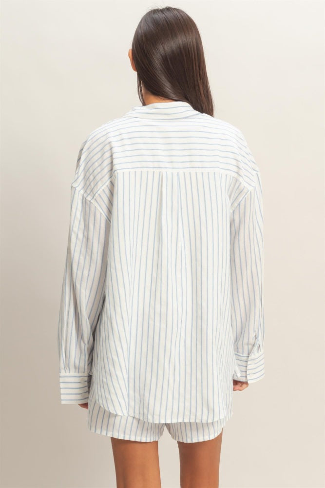 Blue Striped Button Down Shirt